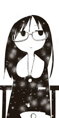 Cartoon girl with glasses standing